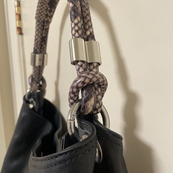 MICHAEL KORS Isabel Large Convertible Shoulder Bag Black Leather Snake Skin  - Picture 6 of 14